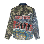 Personalized Gold Coast Titans ANZAC Women Casual Shirt Indigenous Camouflage Poppy Memorial Soldier Spartan