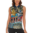 Personalized Gold Coast Titans ANZAC Women Sleeveless Polo Shirt Indigenous Camouflage Poppy Memorial Soldier Spartan