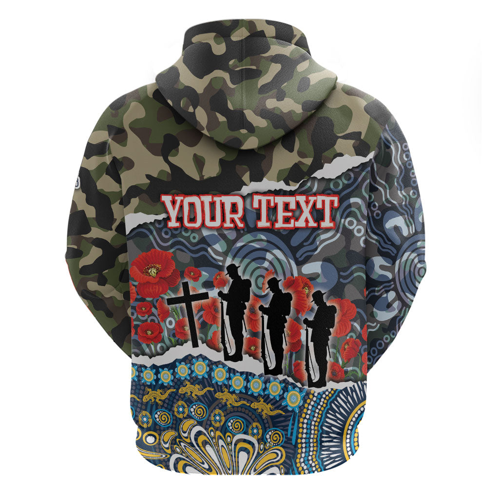Personalized Gold Coast Titans ANZAC Zip Hoodie Indigenous Camouflage Poppy Memorial Soldier Spartan