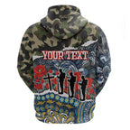 Personalized Gold Coast Titans ANZAC Zip Hoodie Indigenous Camouflage Poppy Memorial Soldier Spartan