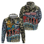 Personalized Gold Coast Titans ANZAC Zip Hoodie Indigenous Camouflage Poppy Memorial Soldier Spartan