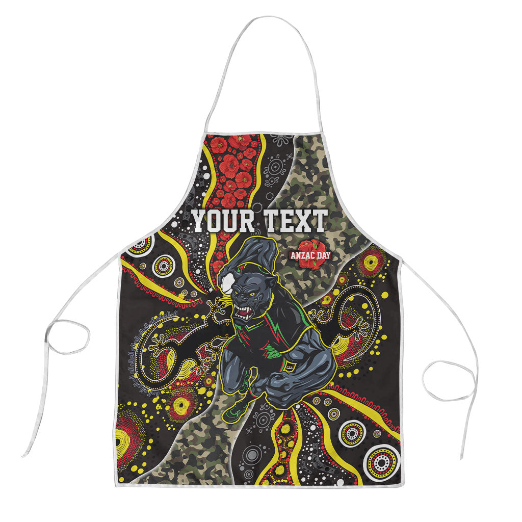 Personalized Penrith Panthers ANZAC Apron Aboriginal Indigenous Poppy Panther Warrior