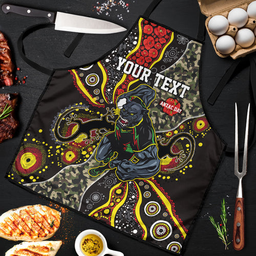 Personalized Penrith Panthers ANZAC Apron Aboriginal Indigenous Poppy Panther Warrior