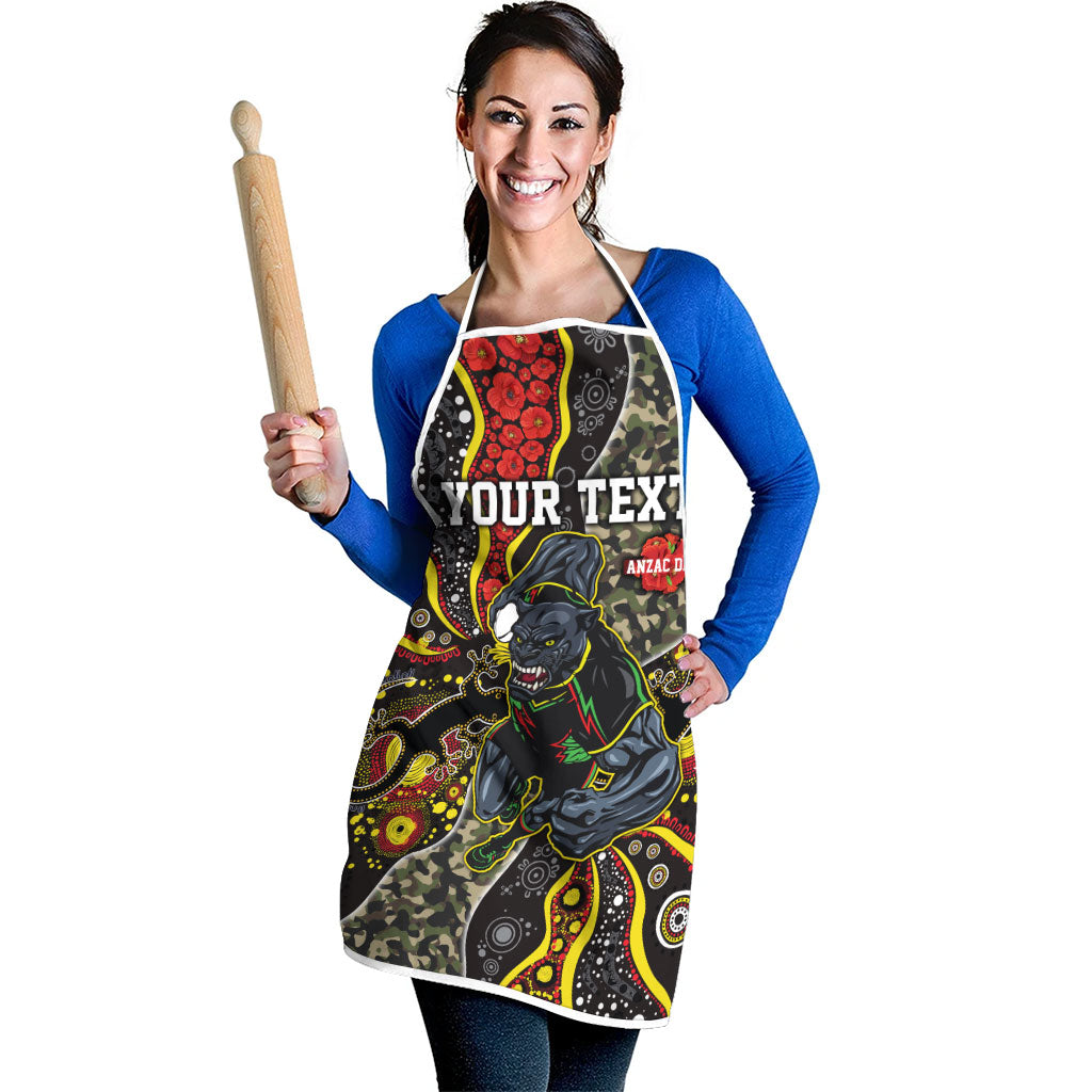 Personalized Penrith Panthers ANZAC Apron Aboriginal Indigenous Poppy Panther Warrior