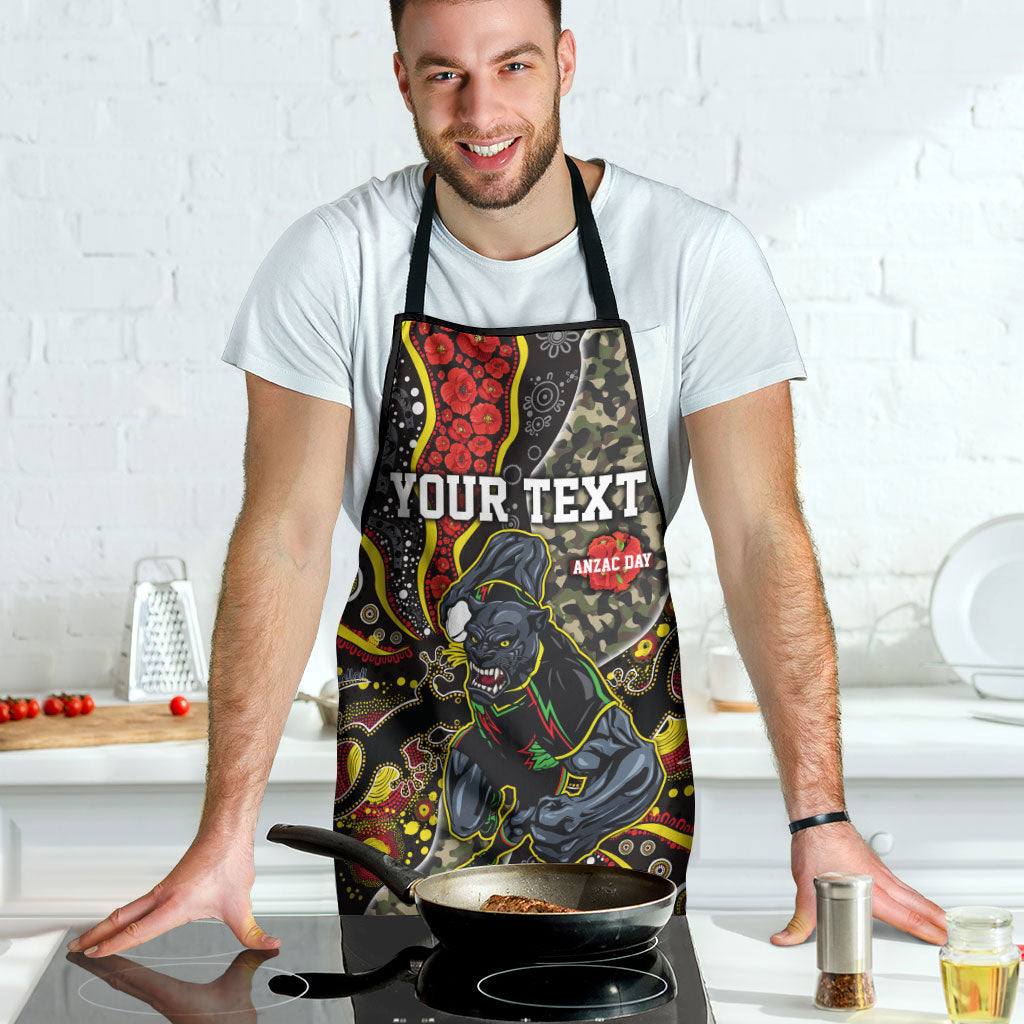 Personalized Penrith Panthers ANZAC Apron Aboriginal Indigenous Poppy Panther Warrior