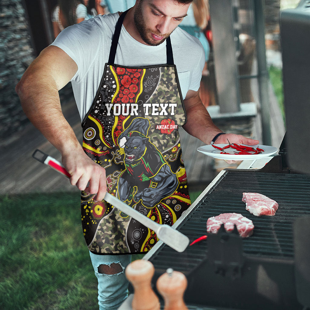 Personalized Penrith Panthers ANZAC Apron Aboriginal Indigenous Poppy Panther Warrior