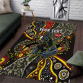Personalized Penrith Panthers ANZAC Area Rug Aboriginal Indigenous Poppy Panther Warrior