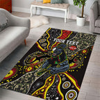 Personalized Penrith Panthers ANZAC Area Rug Aboriginal Indigenous Poppy Panther Warrior
