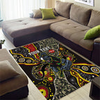 Personalized Penrith Panthers ANZAC Area Rug Aboriginal Indigenous Poppy Panther Warrior