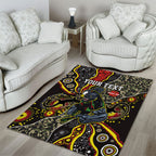 Personalized Penrith Panthers ANZAC Area Rug Aboriginal Indigenous Poppy Panther Warrior