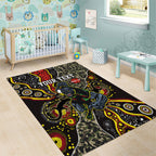 Personalized Penrith Panthers ANZAC Area Rug Aboriginal Indigenous Poppy Panther Warrior