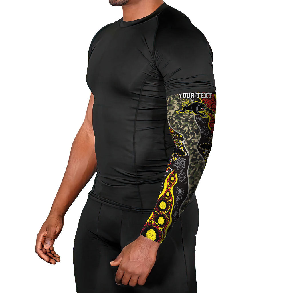 Personalized Penrith Panthers ANZAC Arm Sleeves Aboriginal Indigenous Poppy Panther Warrior