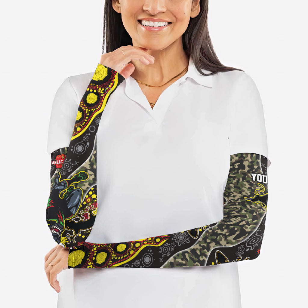 Personalized Penrith Panthers ANZAC Arm Sleeves Aboriginal Indigenous Poppy Panther Warrior