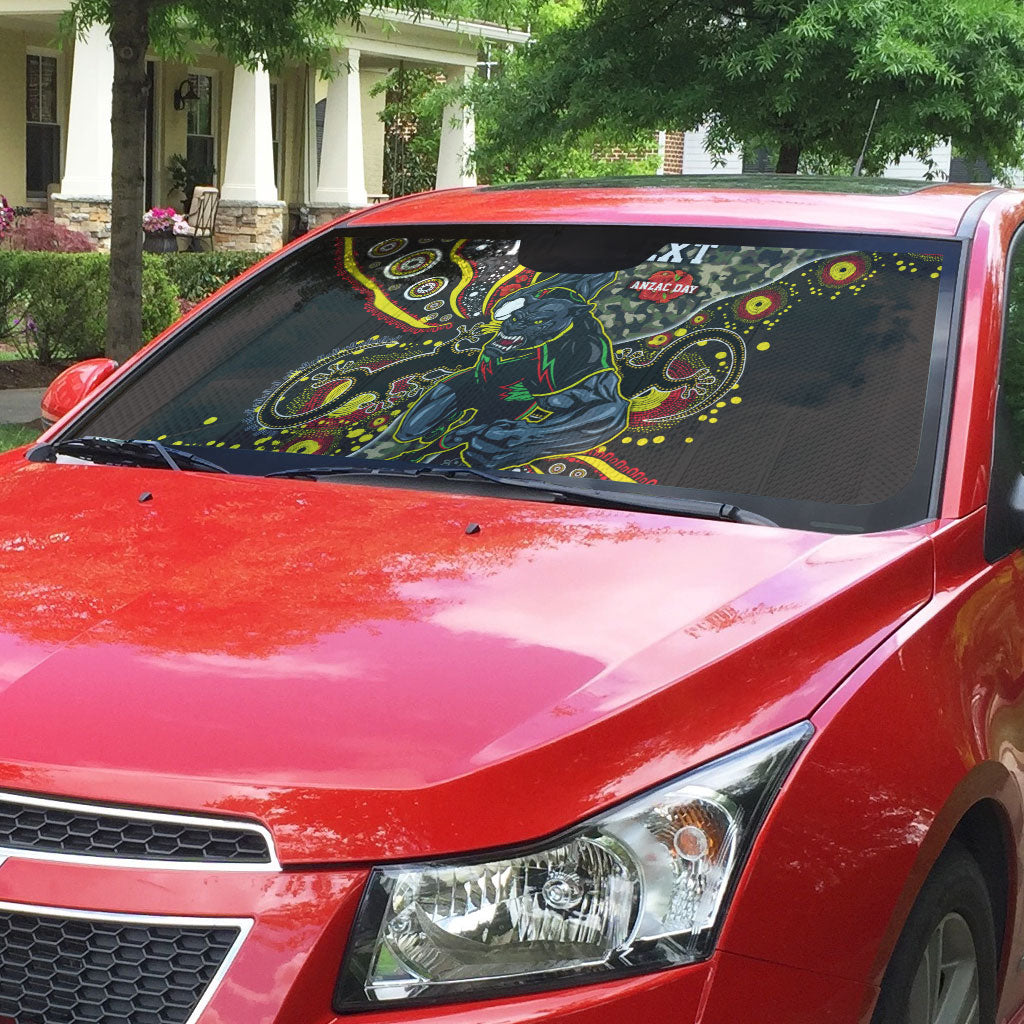 Personalized Penrith Panthers ANZAC Auto Sun Shade Aboriginal Indigenous Poppy Panther Warrior