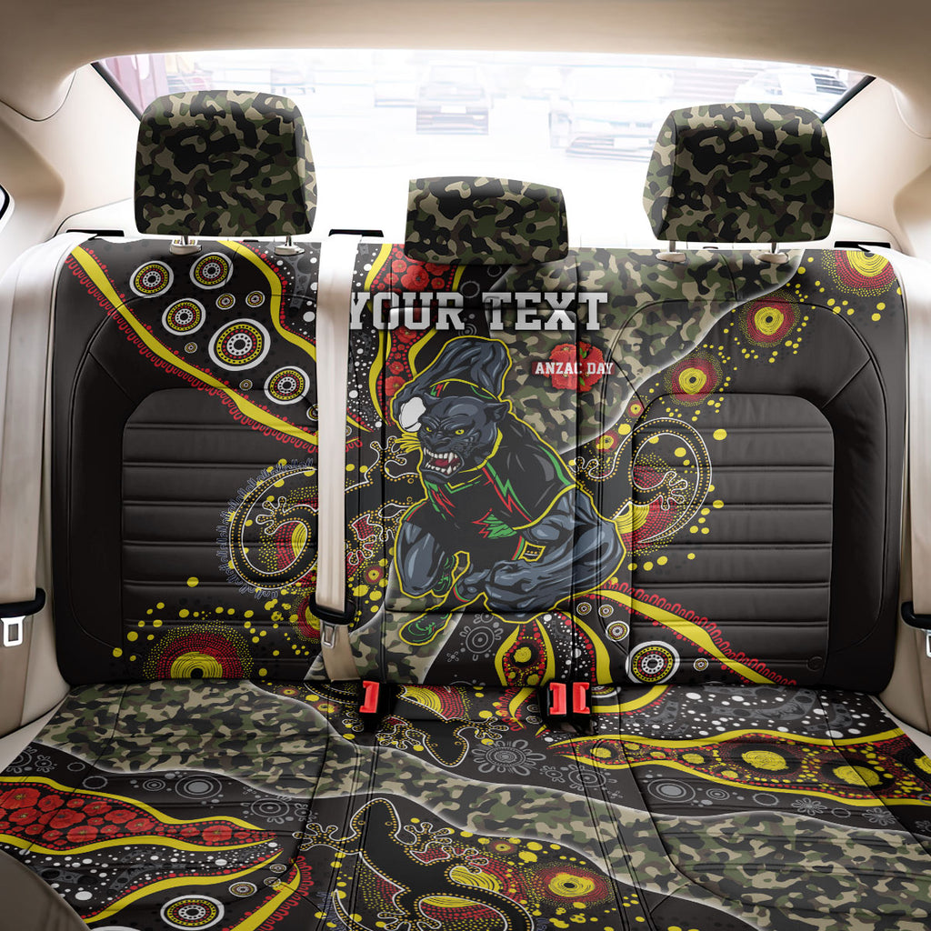 Personalized Penrith Panthers ANZAC Back Car Seat Cover Aboriginal Indigenous Poppy Panther Warrior