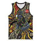 Personalized Penrith Panthers ANZAC Basketball Jersey Aboriginal Indigenous Poppy Panther Warrior