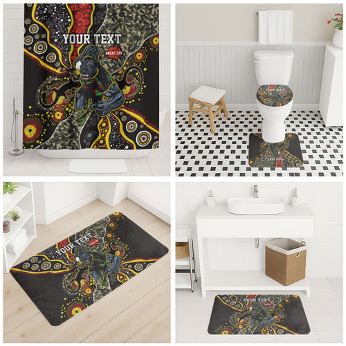 Personalized Penrith Panthers ANZAC Bathroom Set Aboriginal Indigenous Poppy Panther Warrior