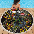 Personalized Penrith Panthers ANZAC Beach Blanket Aboriginal Indigenous Poppy Panther Warrior