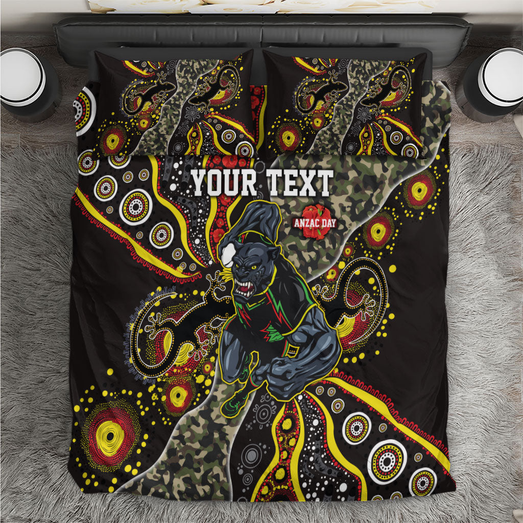 Personalized Penrith Panthers ANZAC Bedding Set Aboriginal Indigenous Poppy Panther Warrior