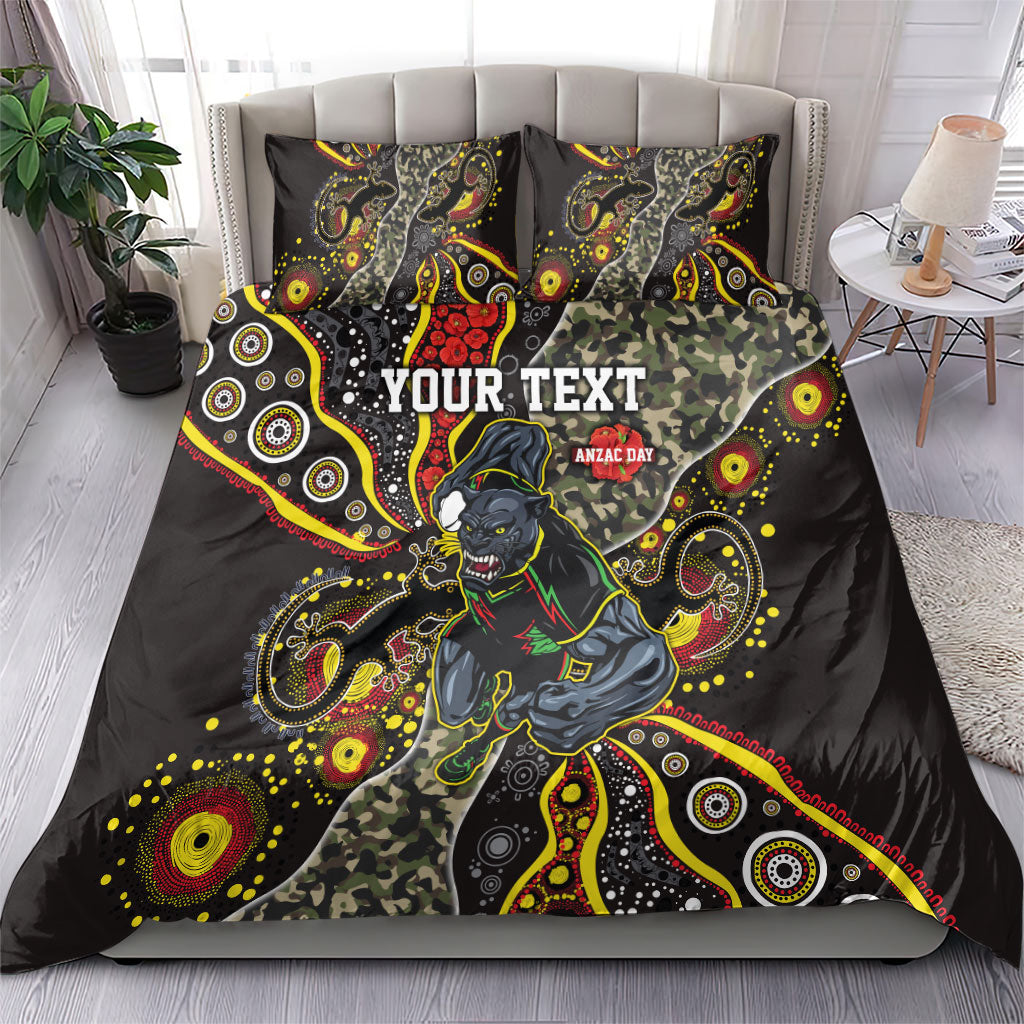 Personalized Penrith Panthers ANZAC Bedding Set Aboriginal Indigenous Poppy Panther Warrior