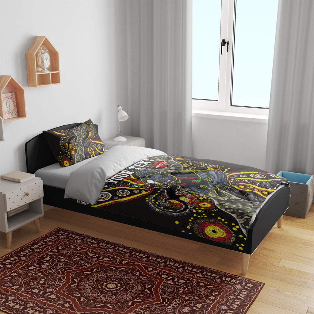 Personalized Penrith Panthers ANZAC Bedding Set Aboriginal Indigenous Poppy Panther Warrior