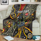 Personalized Penrith Panthers ANZAC Blanket Aboriginal Indigenous Poppy Panther Warrior