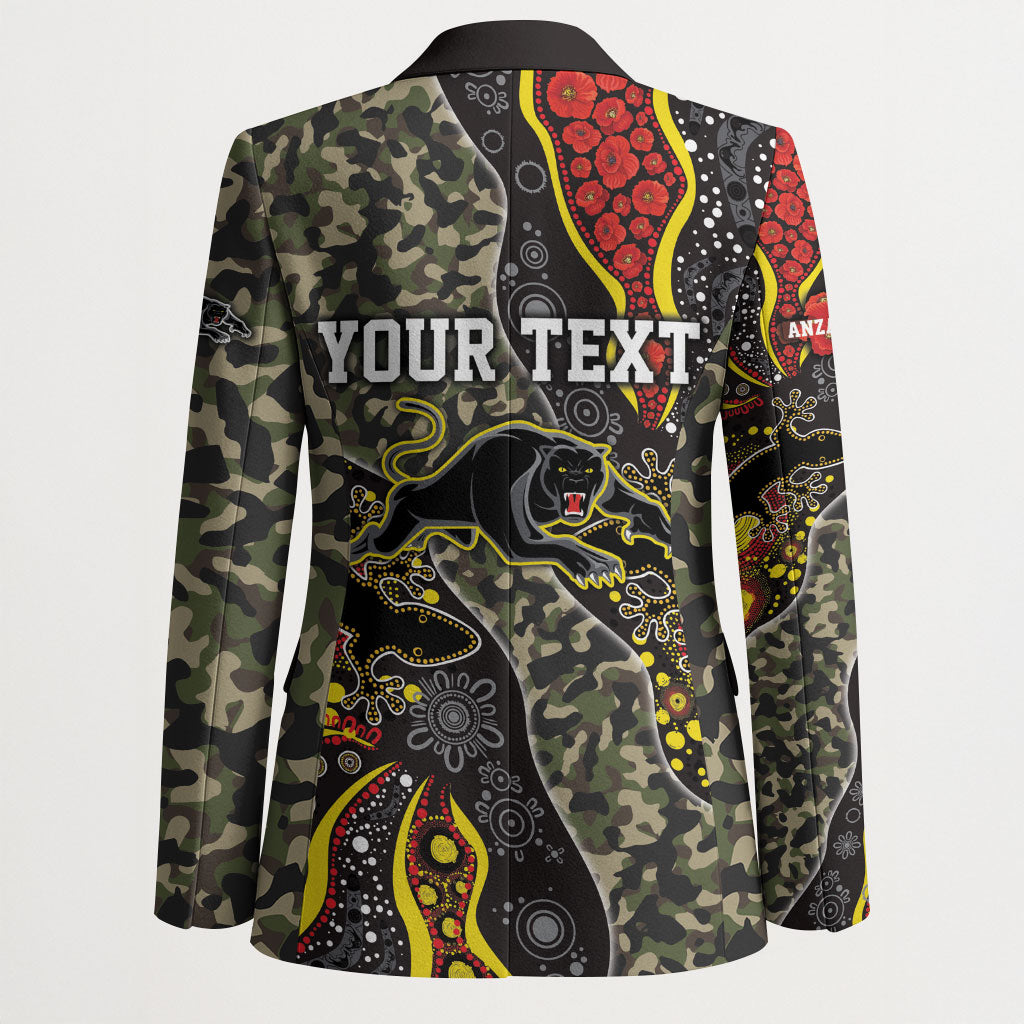 Personalized Penrith Panthers ANZAC Blazer Aboriginal Indigenous Poppy Panther Warrior