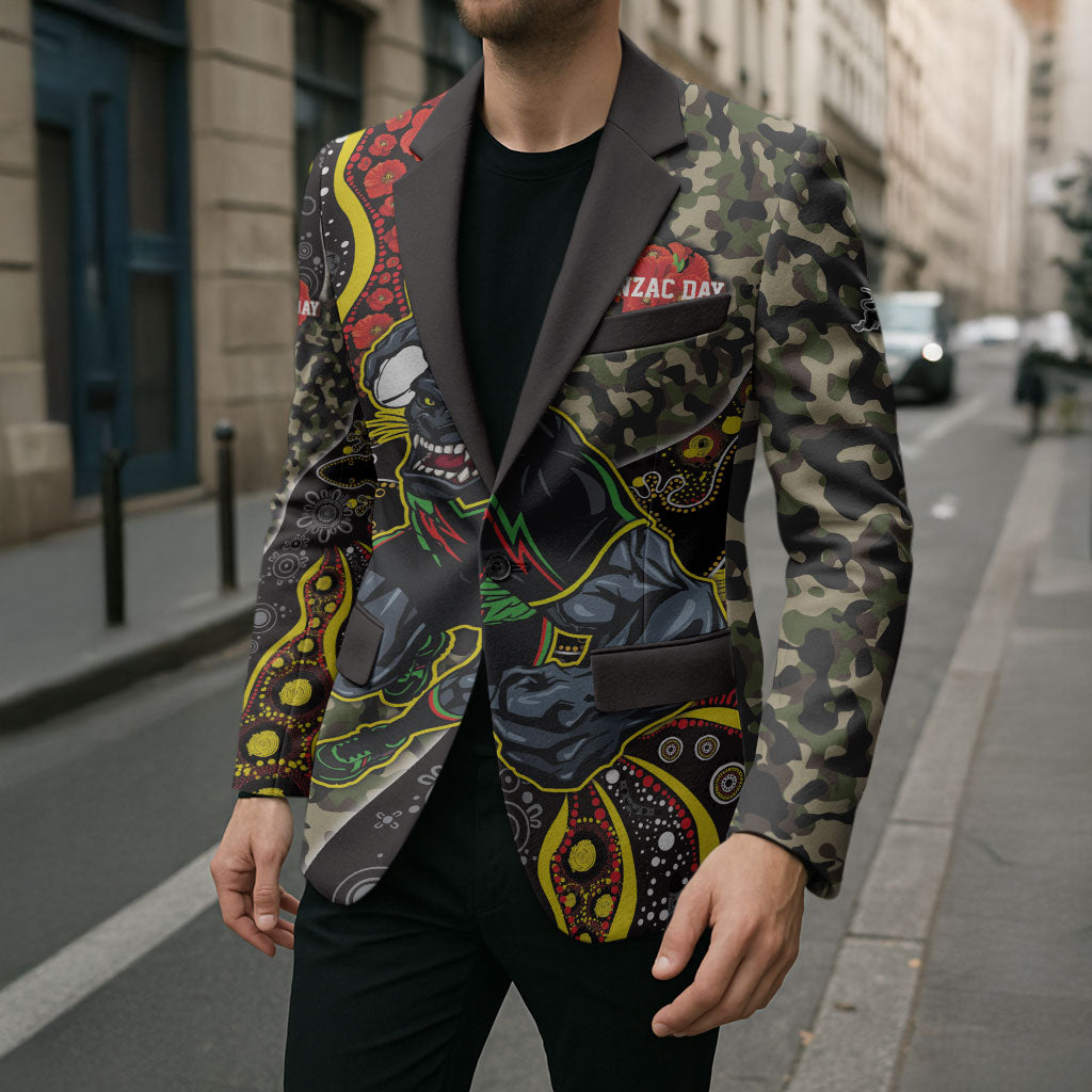 Personalized Penrith Panthers ANZAC Blazer Aboriginal Indigenous Poppy Panther Warrior