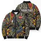 Personalized Penrith Panthers ANZAC Bomber Puffer Jacket Aboriginal Indigenous Poppy Panther Warrior