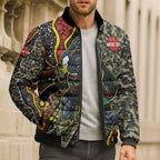 Personalized Penrith Panthers ANZAC Bomber Puffer Jacket Aboriginal Indigenous Poppy Panther Warrior