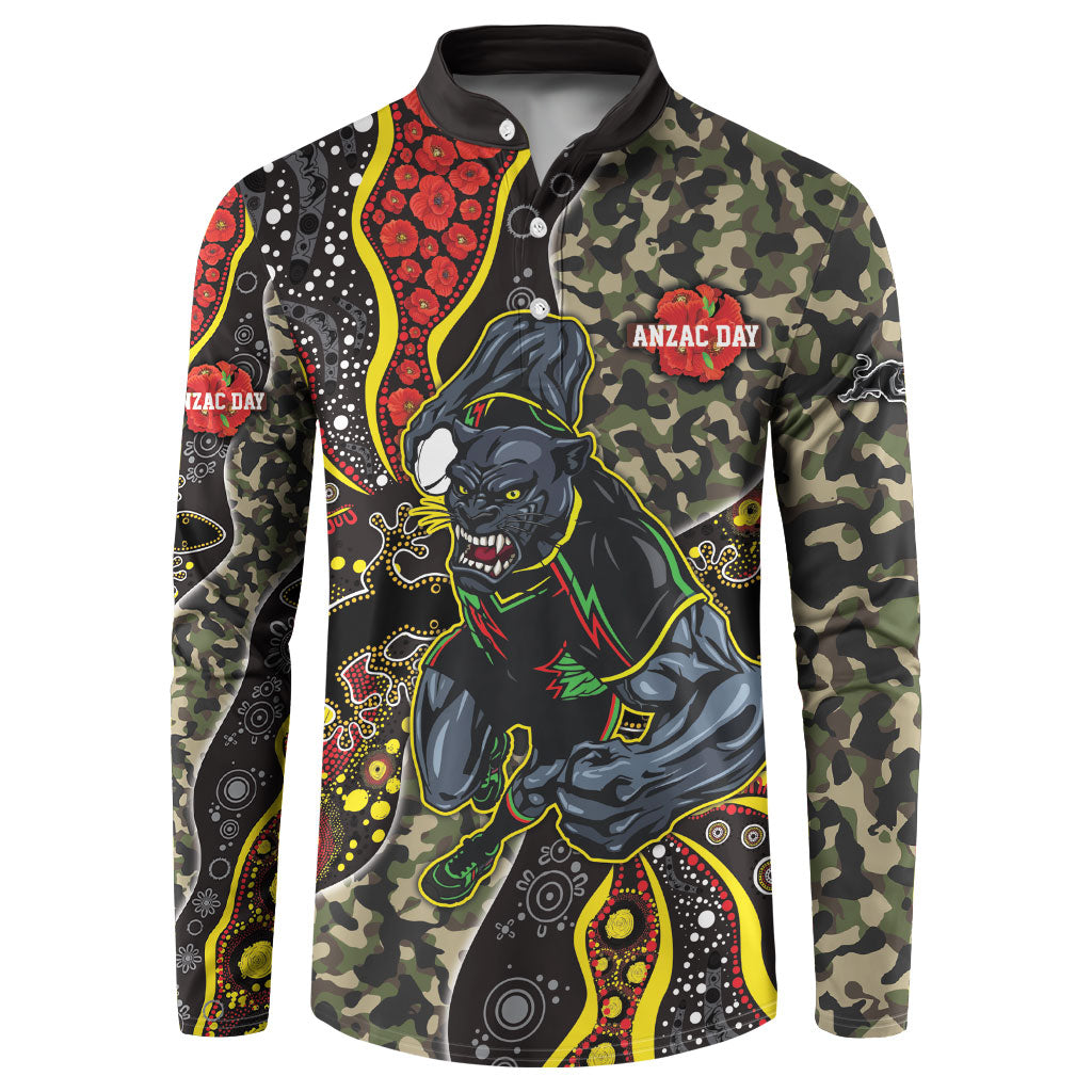 Personalized Penrith Panthers ANZAC Button Sweatshirt Aboriginal Indigenous Poppy Panther Warrior