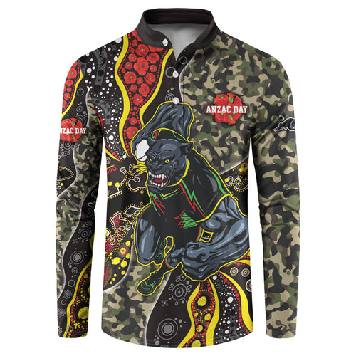 Personalized Penrith Panthers ANZAC Button Sweatshirt Aboriginal Indigenous Poppy Panther Warrior