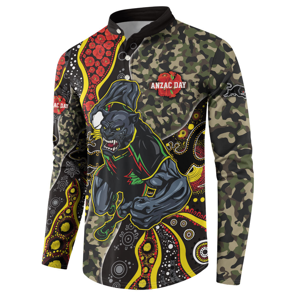 Personalized Penrith Panthers ANZAC Button Sweatshirt Aboriginal Indigenous Poppy Panther Warrior