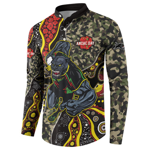 Personalized Penrith Panthers ANZAC Button Sweatshirt Aboriginal Indigenous Poppy Panther Warrior