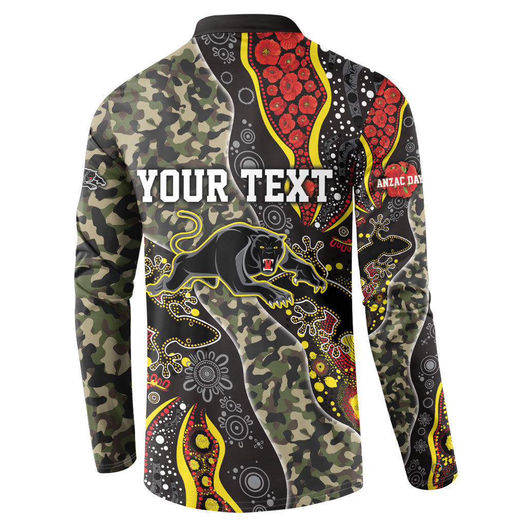 Personalized Penrith Panthers ANZAC Button Sweatshirt Aboriginal Indigenous Poppy Panther Warrior
