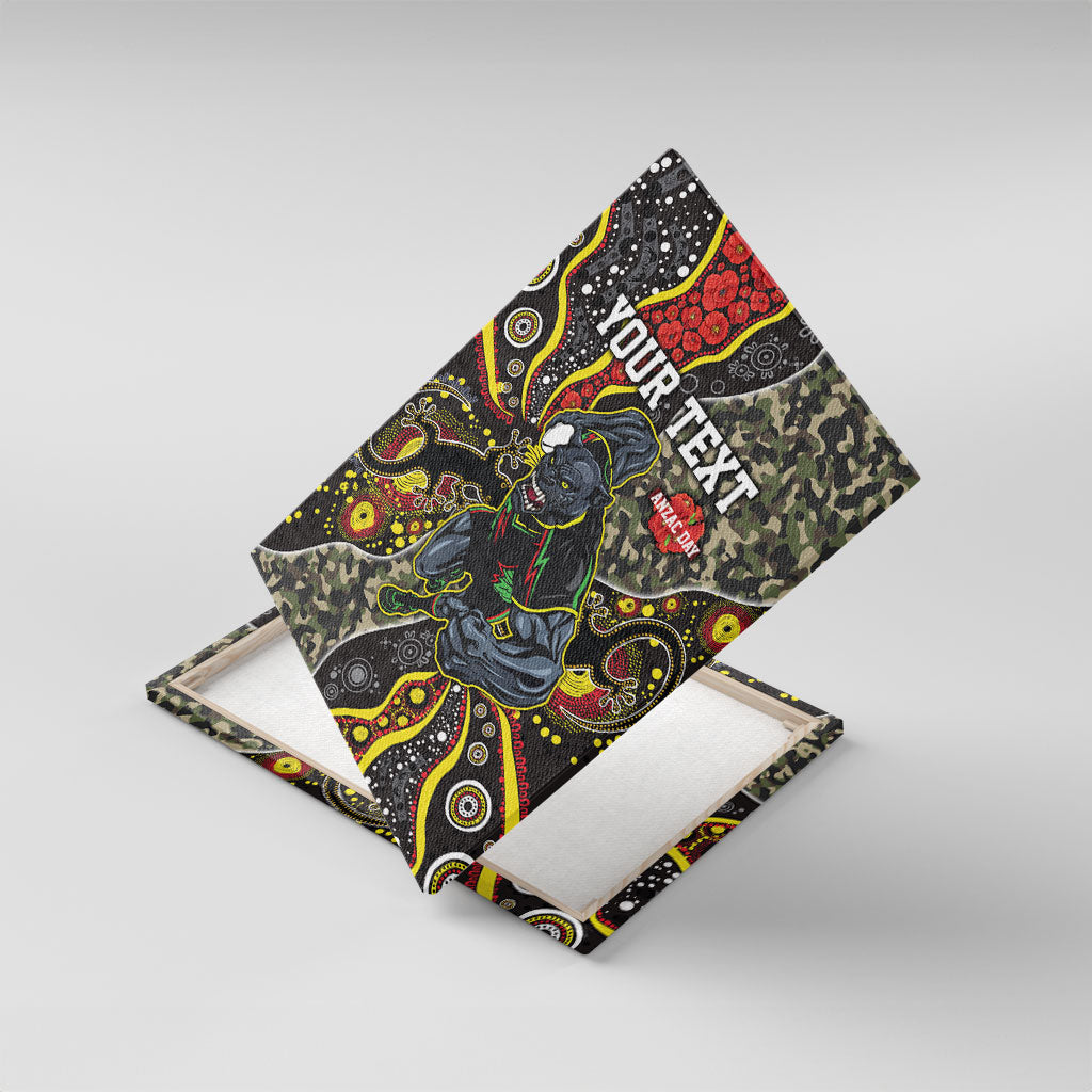 Personalized Penrith Panthers ANZAC Canvas Wall Art Aboriginal Indigenous Poppy Panther Warrior