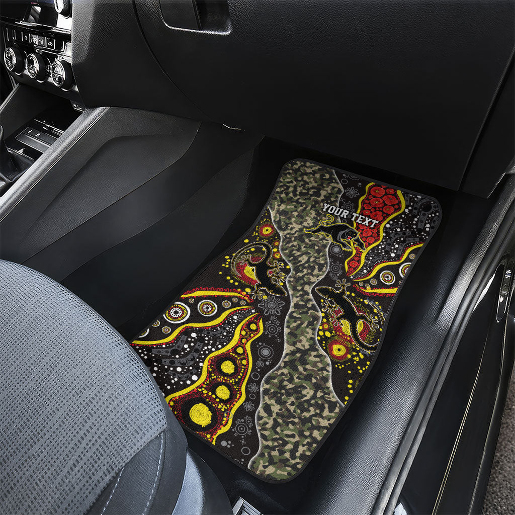Personalized Penrith Panthers ANZAC Car Mats Aboriginal Indigenous Poppy Panther Warrior