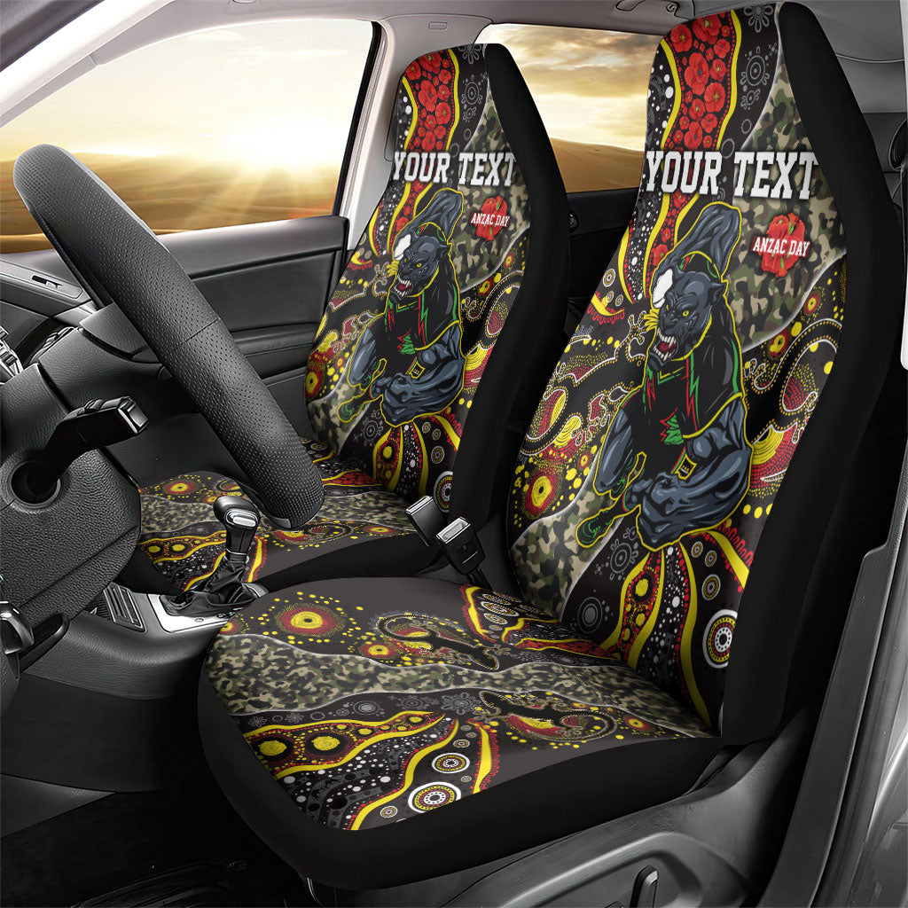 Personalized Penrith Panthers ANZAC Car Seat Cover Aboriginal Indigenous Poppy Panther Warrior
