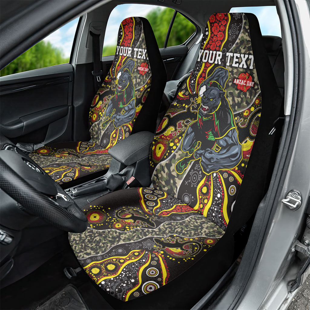 Personalized Penrith Panthers ANZAC Car Seat Cover Aboriginal Indigenous Poppy Panther Warrior