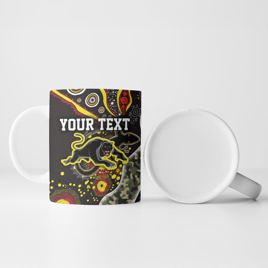 Personalized Penrith Panthers ANZAC Ceramic Mug Aboriginal Indigenous Poppy Panther Warrior