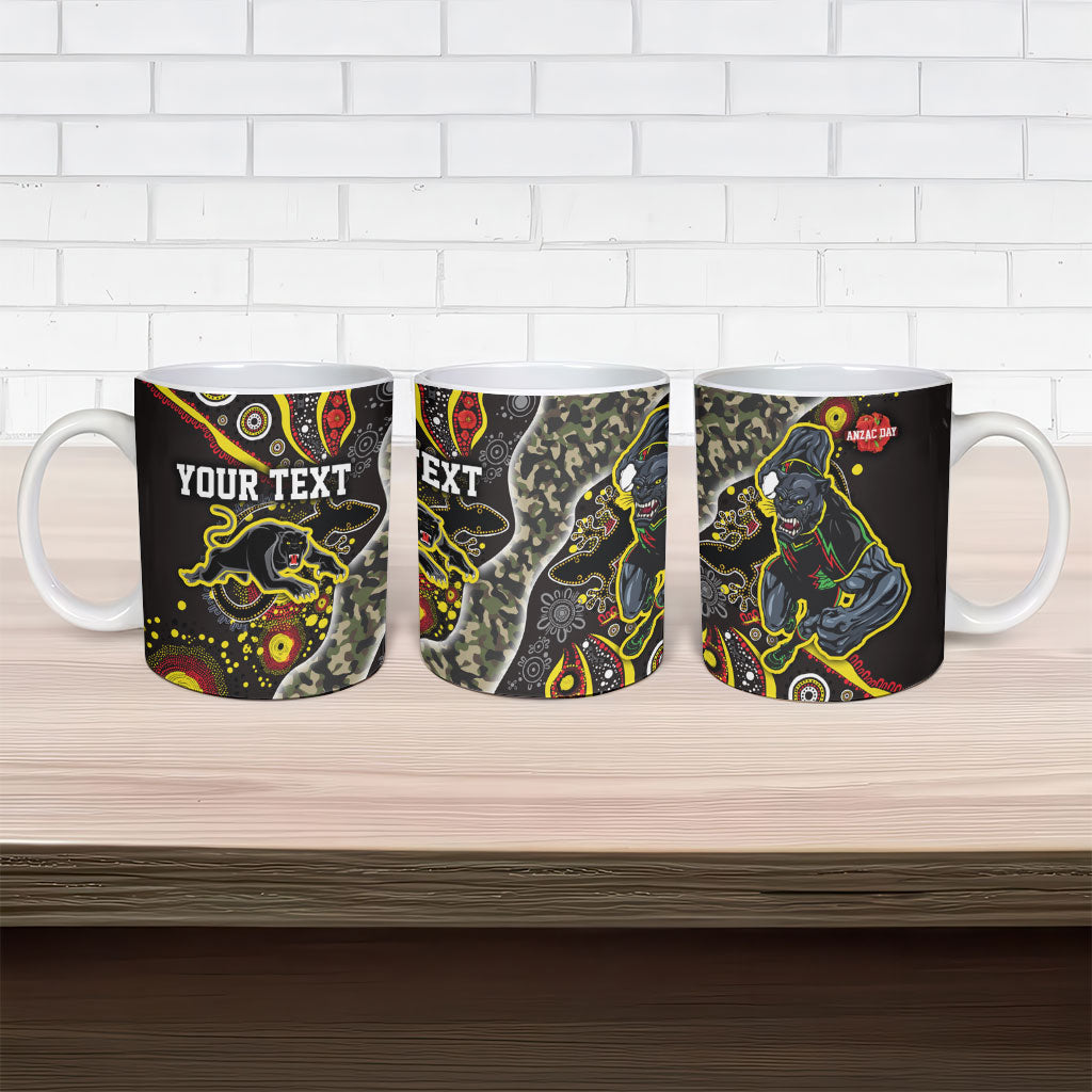 Personalized Penrith Panthers ANZAC Ceramic Mug Aboriginal Indigenous Poppy Panther Warrior