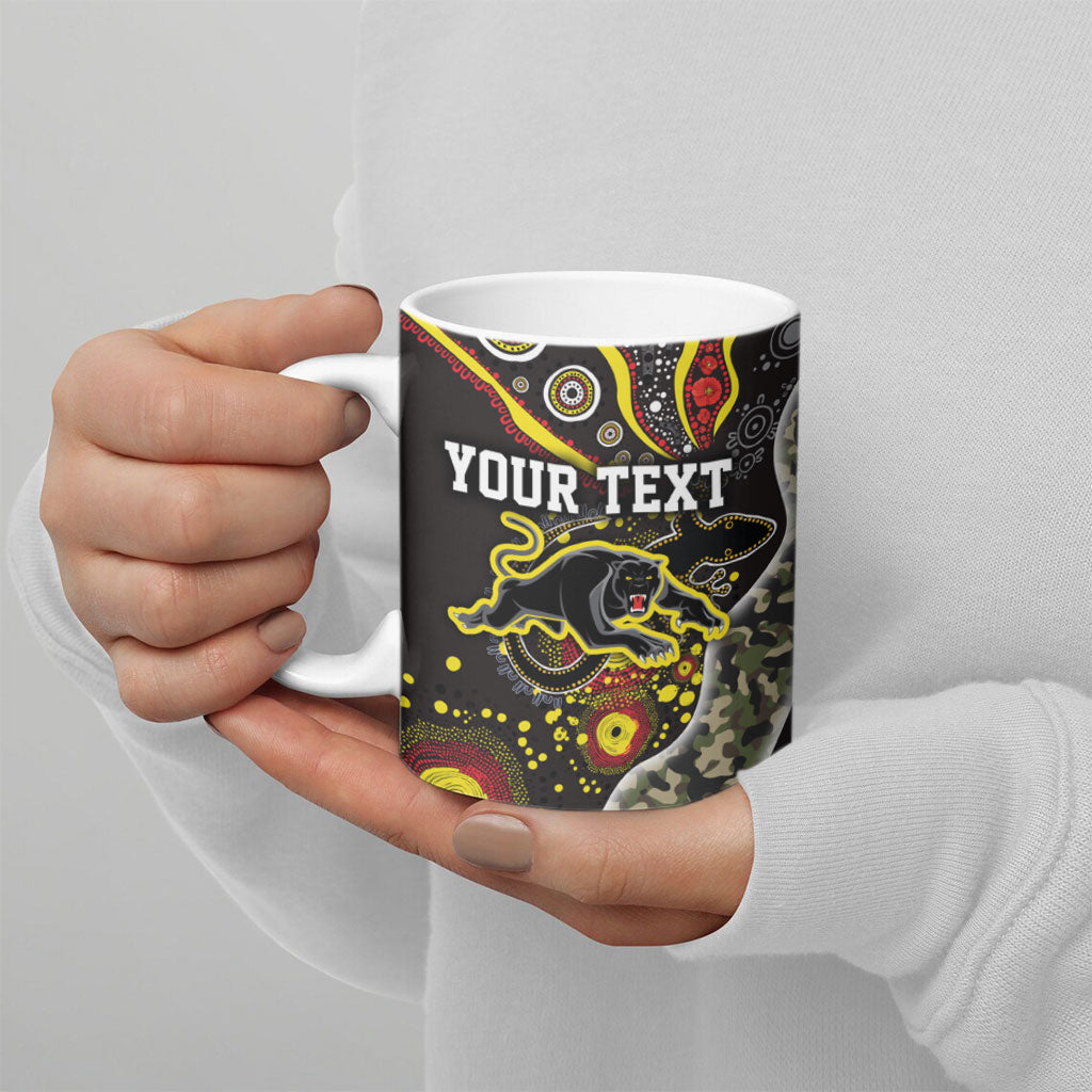 Personalized Penrith Panthers ANZAC Ceramic Mug Aboriginal Indigenous Poppy Panther Warrior