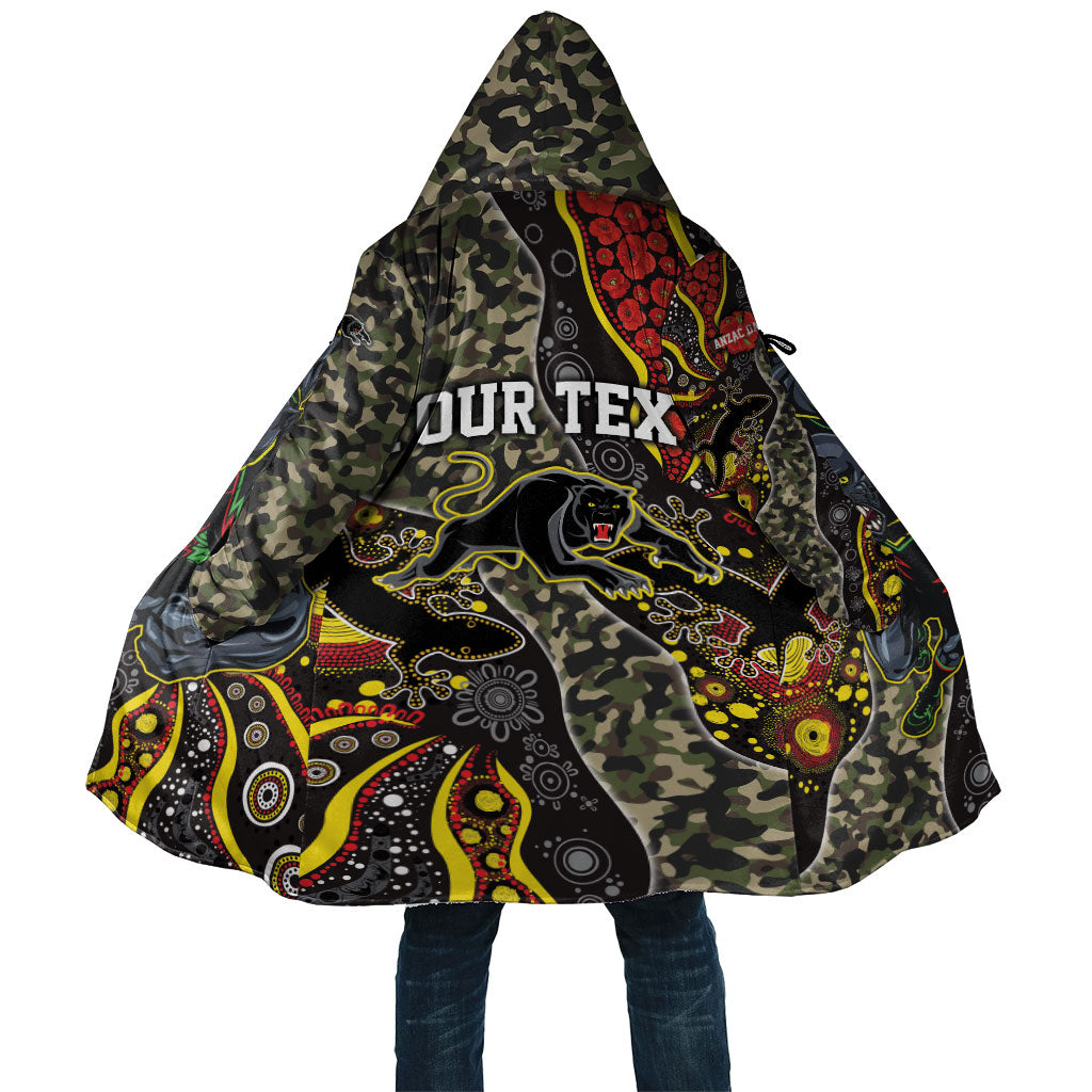 Personalized Penrith Panthers ANZAC Cloak Aboriginal Indigenous Poppy Panther Warrior
