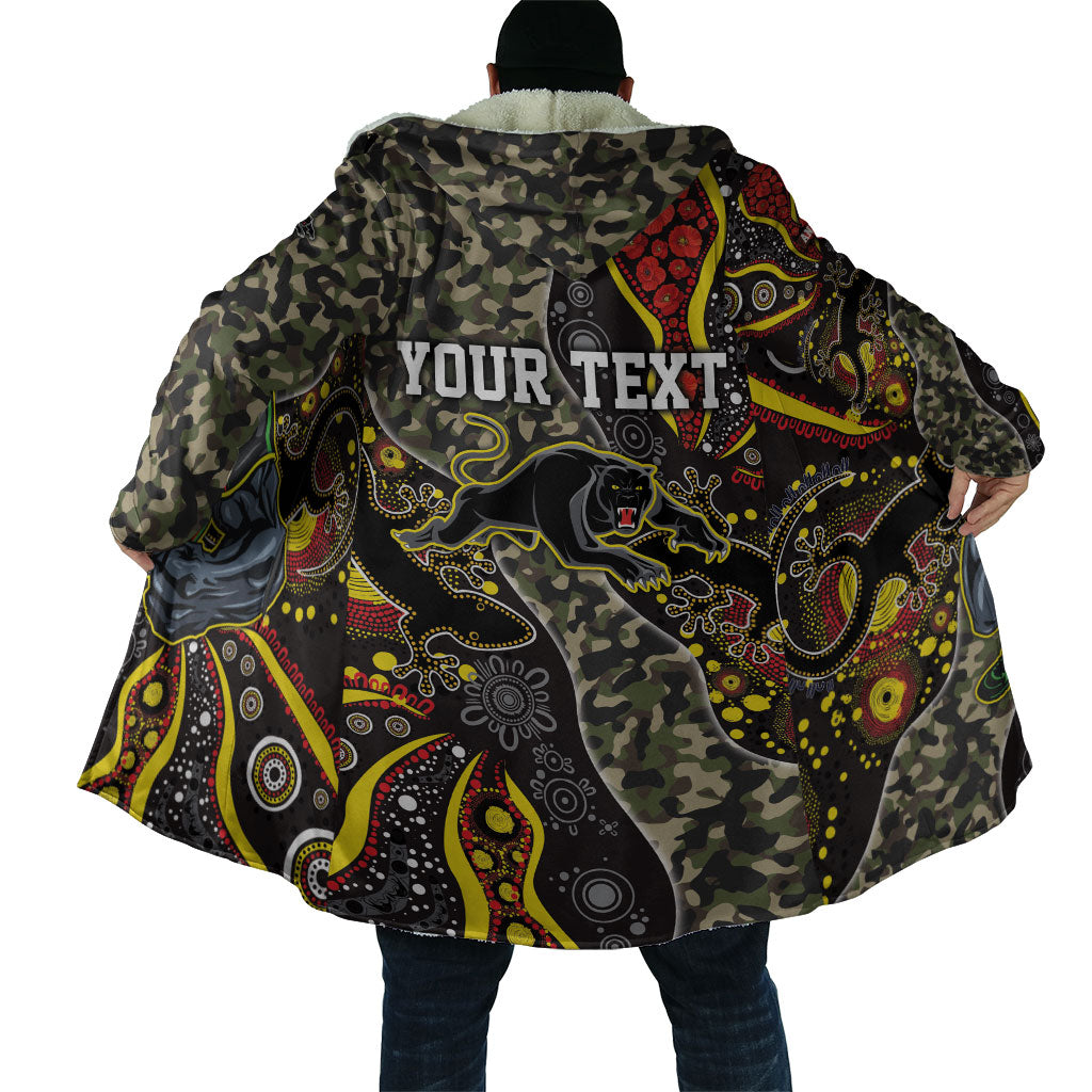 Personalized Penrith Panthers ANZAC Cloak Aboriginal Indigenous Poppy Panther Warrior