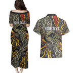 Personalized Penrith Panthers ANZAC Couples Matching Puletasi and Hawaiian Shirt Aboriginal Indigenous Poppy Panther Warrior