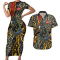 Personalized Penrith Panthers ANZAC Couples Matching Short Sleeve Bodycon Dress and Hawaiian Shirt Aboriginal Indigenous Poppy Panther Warrior