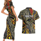 Personalized Penrith Panthers ANZAC Couples Matching Short Sleeve Bodycon Dress and Hawaiian Shirt Aboriginal Indigenous Poppy Panther Warrior