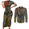 Personalized Penrith Panthers ANZAC Couples Matching Short Sleeve Bodycon Dress and Long Sleeve Button Shirt Aboriginal Indigenous Poppy Panther Warrior
