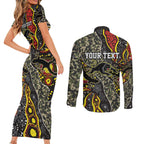 Personalized Penrith Panthers ANZAC Couples Matching Short Sleeve Bodycon Dress and Long Sleeve Button Shirt Aboriginal Indigenous Poppy Panther Warrior