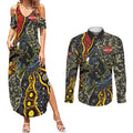 Personalized Penrith Panthers ANZAC Couples Matching Summer Maxi Dress and Long Sleeve Button Shirt Aboriginal Indigenous Poppy Panther Warrior